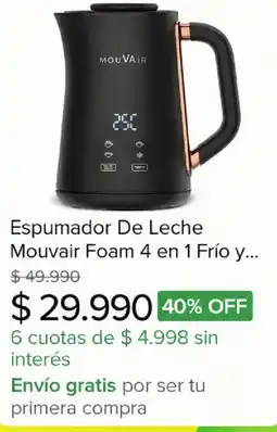 Mercado Libre Espumador De Leche Mouvair Foam 4 en 1 oferta