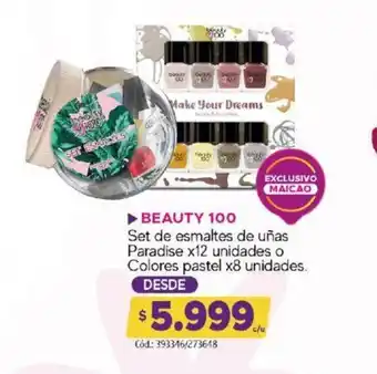 Maicao Beauty 100 Set de esmaltes de uñas Paradise x 12 unidades o Colores pastel x8 unidades oferta