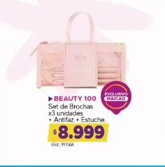 Maicao Beauty 100 Set de Brochas x3 unidades + Antifaz + estuche oferta