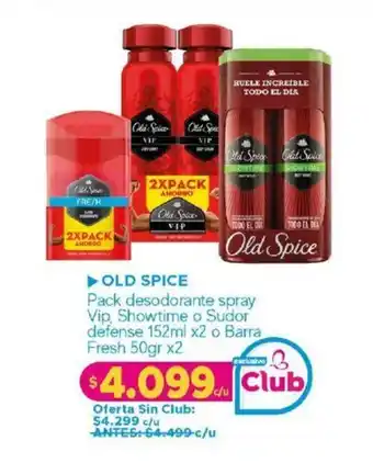 Maicao Old Spice Pack Desodorante spray Vip Showtime o Sudor defense 152ml x 2 o barra Fresh 50gr x 2 oferta