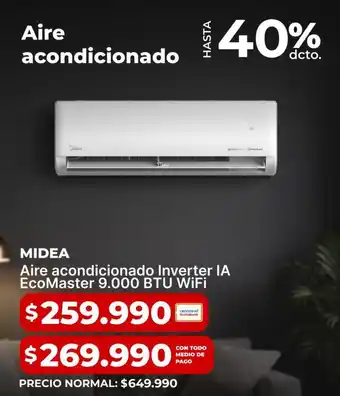 Midea - aire acondicionado inverter ia ecomaster 9000 btu wifi