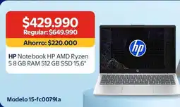 Lider Hp - notebook ryzen 58 gb ram 512 gb ssd 15.6 oferta