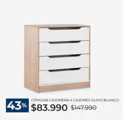CIC Comoda cajonera 4 cajones blanco oferta