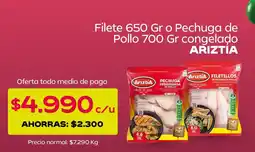 Tottus Ariztía - filete 650 gr o pechuga de pollo oferta