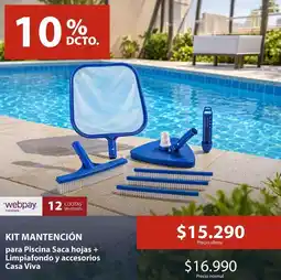 Mimbral Kit mantencion para piscina saca hojas + limpiando y accesorios casa viva oferta