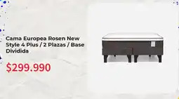 Hites Cama Europea Rosen New Style 4 Plus / 2 Plazas / Base Dividida oferta