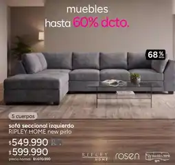 Ripley Sofá seccional izquierdo new pino oferta