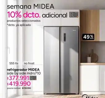 Midea - refrigerador side by side mdrs710