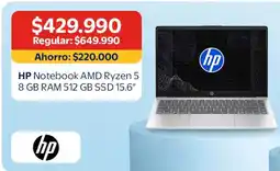 Lider Hp - notebook ryzen 5 8 gb ram 512 gb ssd 15.6 oferta
