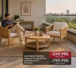 Constructor Sodimac Just home collection juego de terraza balcon de madera isla 2 personas oferta