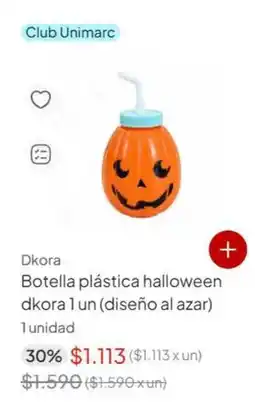 Unimarc Club - botella plástica halloween dkora 1 un diseño al azar 1 unidad oferta