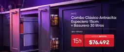 Unimarc Combo clásico antracita: especiero 15cm + basurero 30 litros oferta