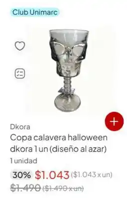 Unimarc Club - copa calavera halloween dkora 1 un (diseno al azar) 1 unidad oferta