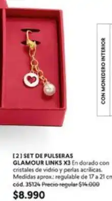 Cyzone Set de pulseras glamour links x3 en dorado con cristal de protección oferta