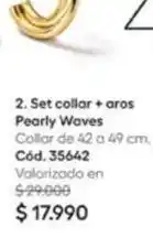 Ésika Set collar + aros pearly waves oferta