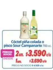 Alvi Campanario - coctel piña colada o pisco sour oferta