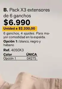 Leonisa Pack x3 extensores de 6 ganchos oferta