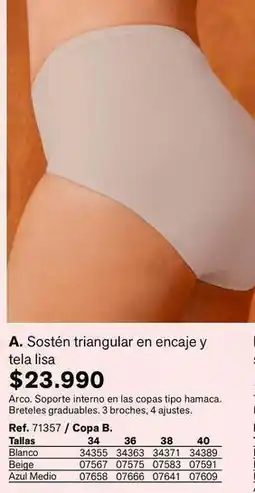 Leonisa Sosten triangular en encaje y tela lisa oferta