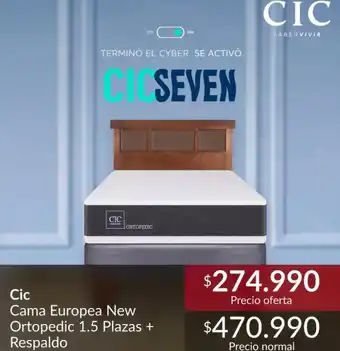 Cic - cama new ortopedic 1.5 plazas + respaldo