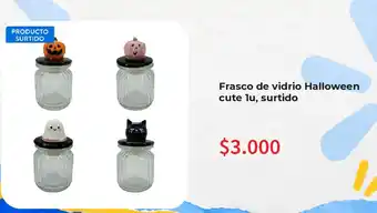 Frasco de vidrio Halloween cute 1u, surtido