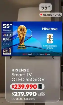 Abc Hisense - smart tv qled 55q6qv oferta