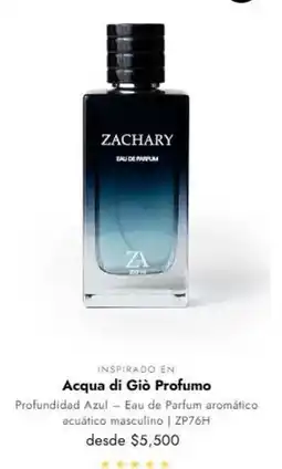 Zachary Perfumes Acqua di gio profumo oferta