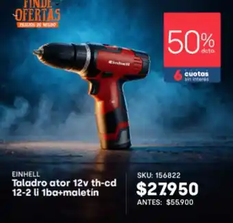 Einhell - taladro ator 12v th-cd 12-2 li 1ba+ maletin