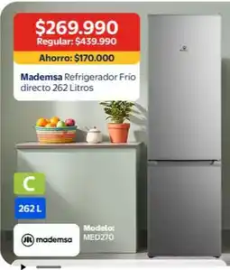 Lider Express Mademsa - refrigerador frio directo 262 litros oferta