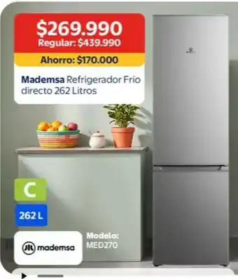 Mademsa - refrigerador frio directo 262 litros