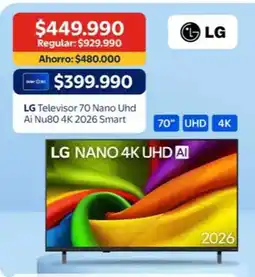 Lider Express Lg - televisor 70 nano uhd ai nu80 4k 2026 smart oferta