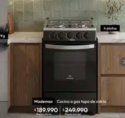 Linio Mademsa - cocina a gas tapa de vidrio oferta