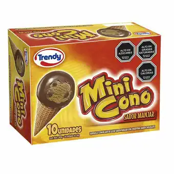 Unimarc Pack helado Trendy mini cono sabor manjar 10 un oferta