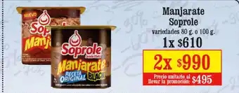 Unimarc Manjarate Soprole variedades 80g o 100g oferta