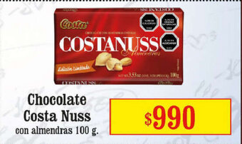 Unimarc Chocolate Costa Nuss con almendras 100g oferta
