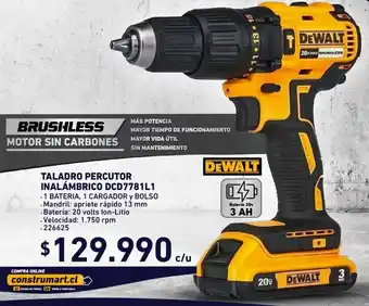 Construmart Dewalt Taladro Percutor Inalámbrico DCD7781L1 oferta