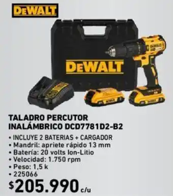 Construmart Dewalt Taladro Percutor Inalámbrico DCD7781D2-B2 oferta