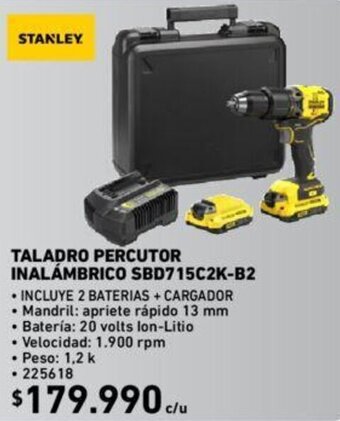Construmart Stanley Taladro Percutor Inalámbrico SBD715C2K-B2 oferta
