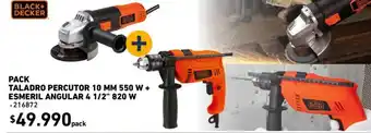 Construmart Black+Decker Pack Taladro Percutor 10 mm 550W + Esmeril Angular 4 1/2" 820 W oferta
