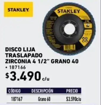 Construmart Stanley Disco Lija Traslapado Zirconia 4 1/2" Grano 40 oferta