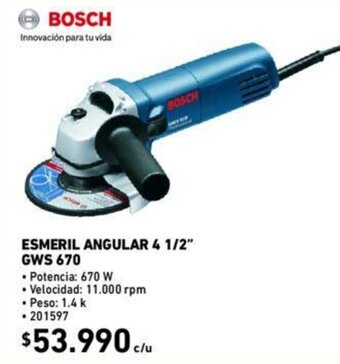 Construmart Bosch Esmeril Angular 4 1/2" GWS 670 oferta