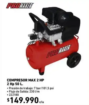 Construmart Promaker Compresor Max 2 HP 50L oferta