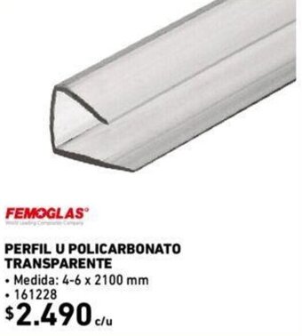 Construmart Femoglas Perfil U Policarbonato Transparente oferta