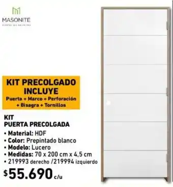 Construmart Masonite Kit Puerta Precolgada Lucero 70 x 200 x 4.5cm oferta