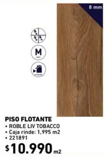Construmart Piso Flotante Roble Liv Tobacco 8mm oferta