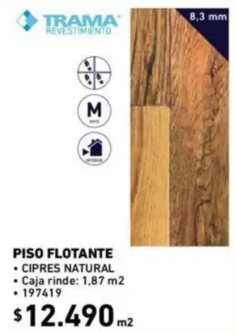Construmart Trama Piso Flotante Cipres Natural 8.3mm oferta