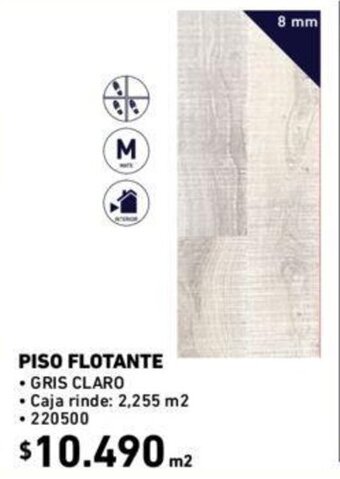 Construmart Piso Flotante Gris Claro 8mm oferta