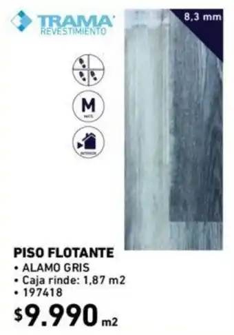 Construmart Trama Piso Flotante Alamo Gris 8.3mm oferta