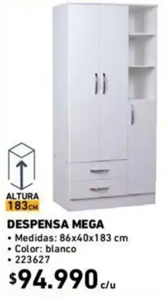 Construmart Despensa Mega 86 x 40 x 183cm oferta