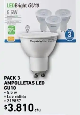 Construmart Megabright Ampolletas LED GU10 3 x 5,5W oferta