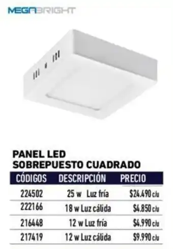 Construmart Megabright Panel LED Sobrepuesto Cuadrado 25W oferta